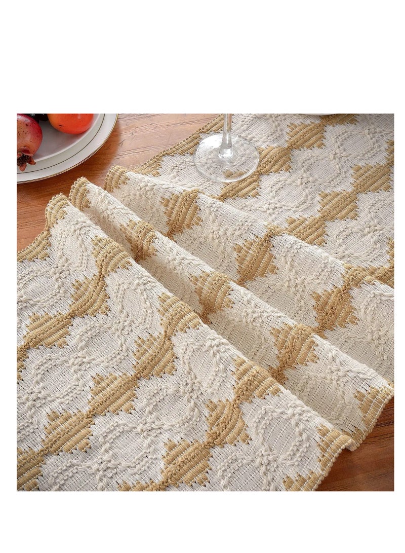 Table Runners 90 inches Long, Macrame Table Runner Farmhouse Style, Splicing Bohemian Rustic Table Runner with Tassels for Home, Wedding and Party, Farmhouse Home Decoration for Kitchen(13*90 inches) - Image 5